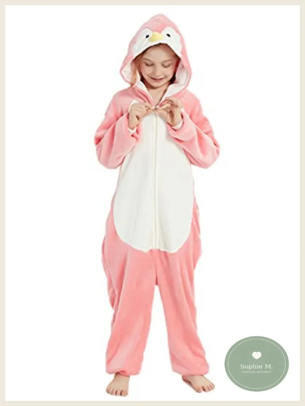 Kids Penguin Onesie Plush Fleece Zip Up One-Piece Pajamas Costume